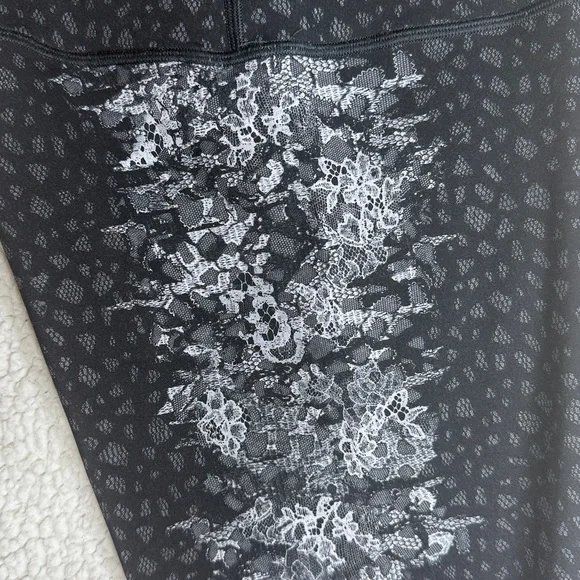 Lululemon Wunder Under Hi-Rise Nulux Leggings Overlace Black Grey Size 8 - Picture 10 of 13